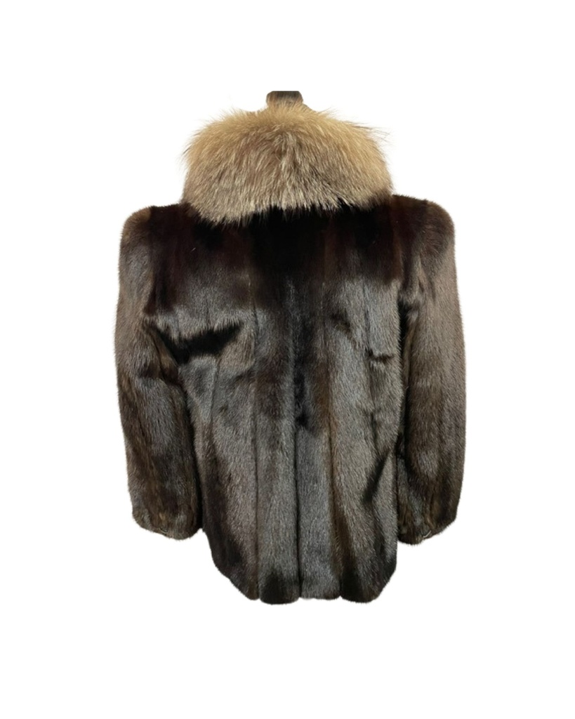 Mahogany Mink Jacket w/ indifo Silver Fox Tuxedo 