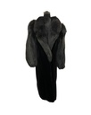 Black Sheared Beaver Full-Length Coat with Fox Tuxedo and Sleeves