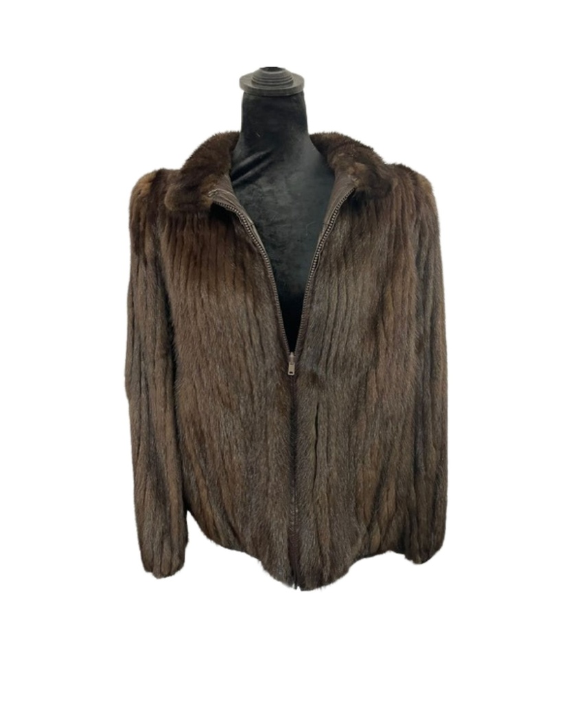 Mahogany Mink Corduroy Jacket – Reversible to Leather with Elastic Bottom and Sleeves