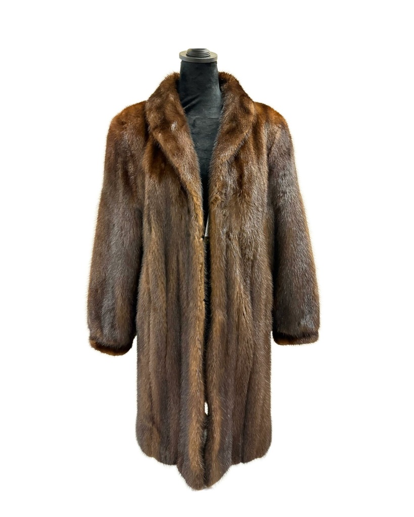 Mahogany Mink Stroller with Shawl Collar and Princess Band Sleeves 