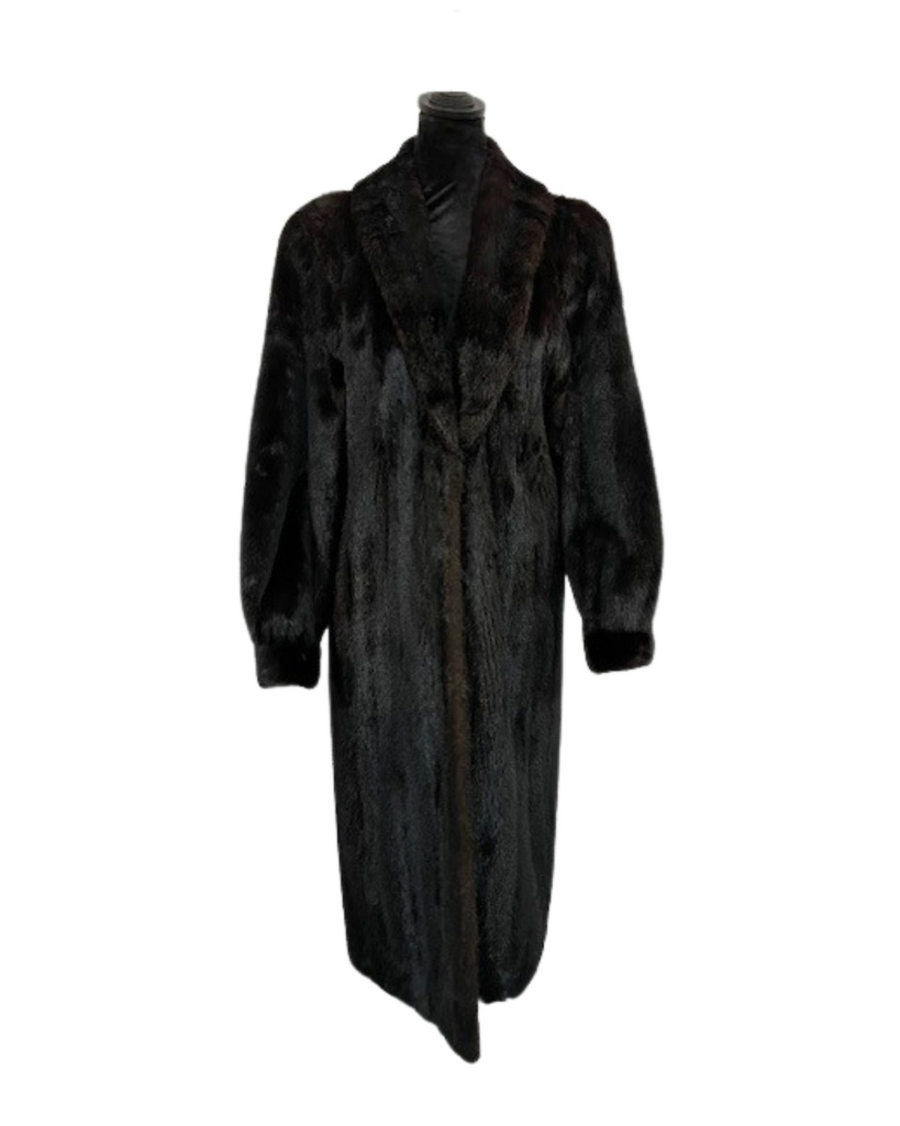 Full-Length Ranch Mink Coat with Shawl Collar and Princess Band Sleeves