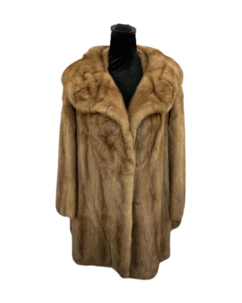 Pastel Mink Stroller with Shawl Collar and Straight Sleeves