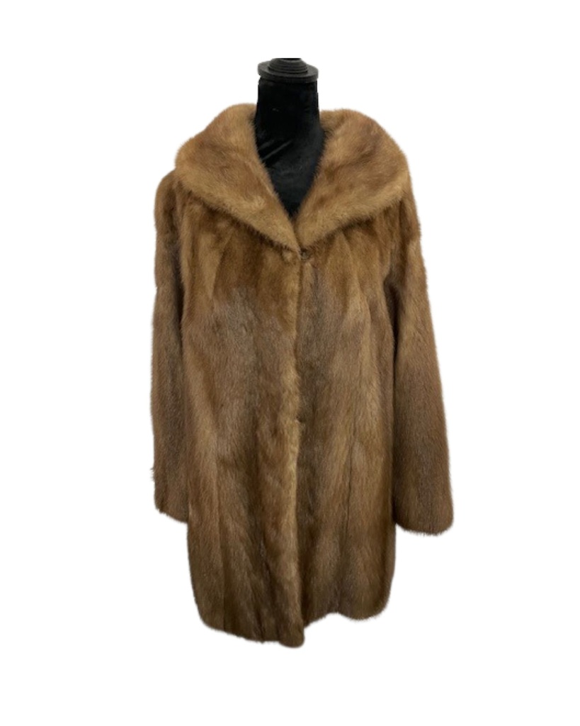 Pastel Mink Stroller with Shawl Collar and Open Straight Sleeves