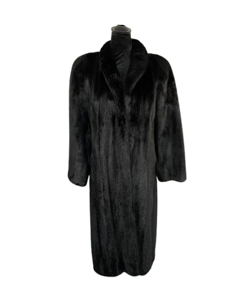 Ranch Mink Coat with Shawl Collar and Open Straight Sleeves