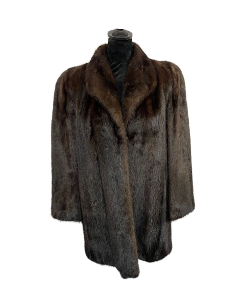 Mahogany Mink Stroller with Wing Tip Collar and Straight Sleeves