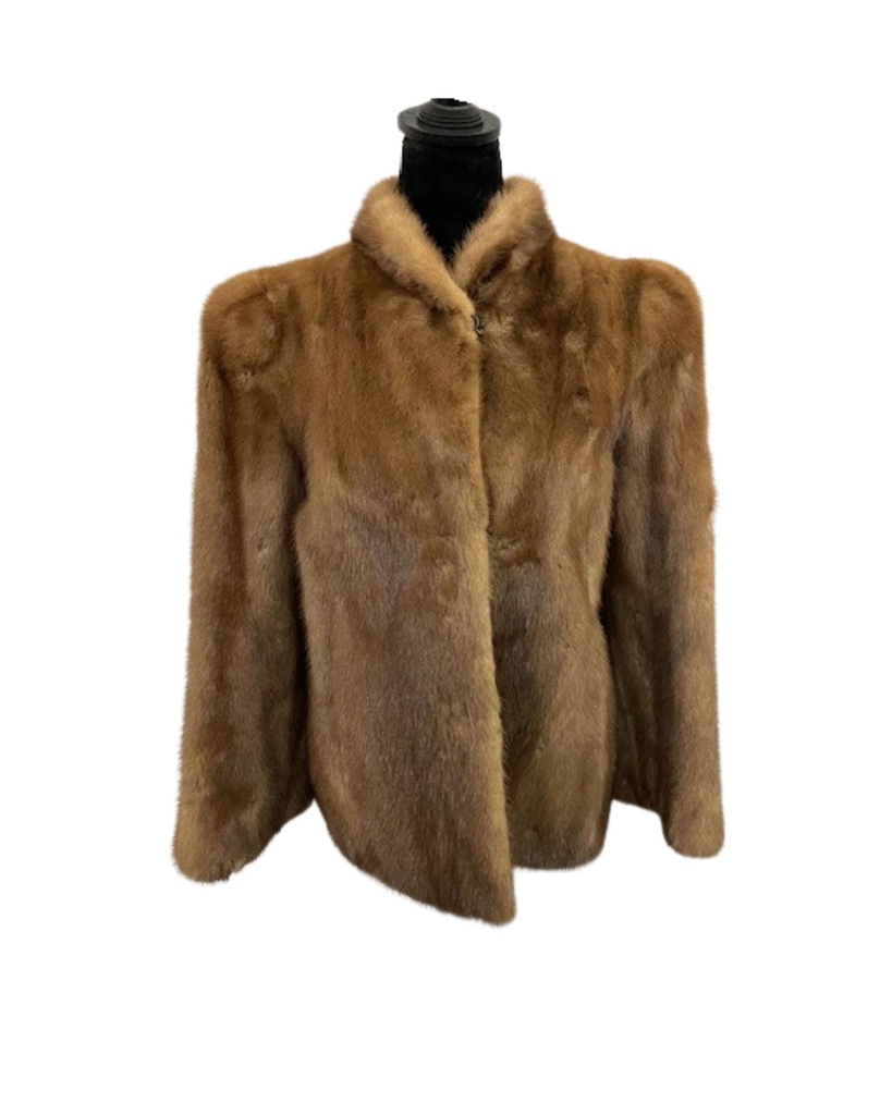 Pastel Mink Jacket with Mandarin Collar