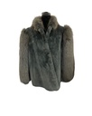Sheared Beaver Jacket with Metallic Fox Mandarin Collar and Sleeves