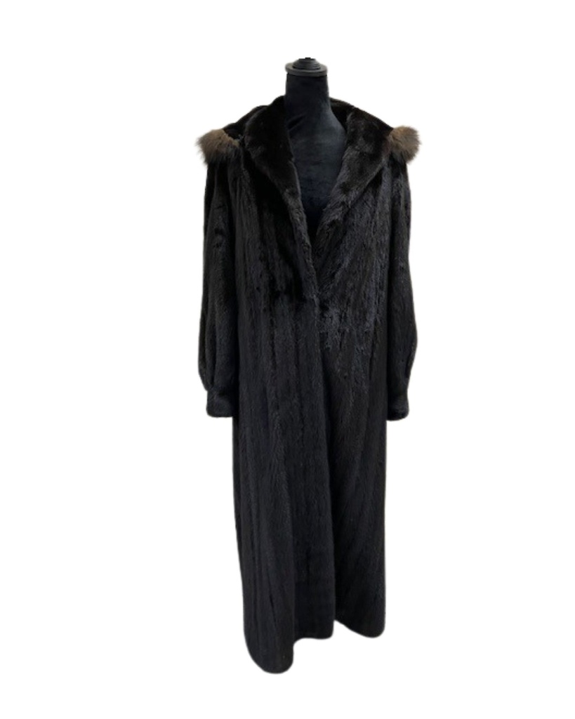 Ranch Mink Coat W/ Sable Trim Hood
