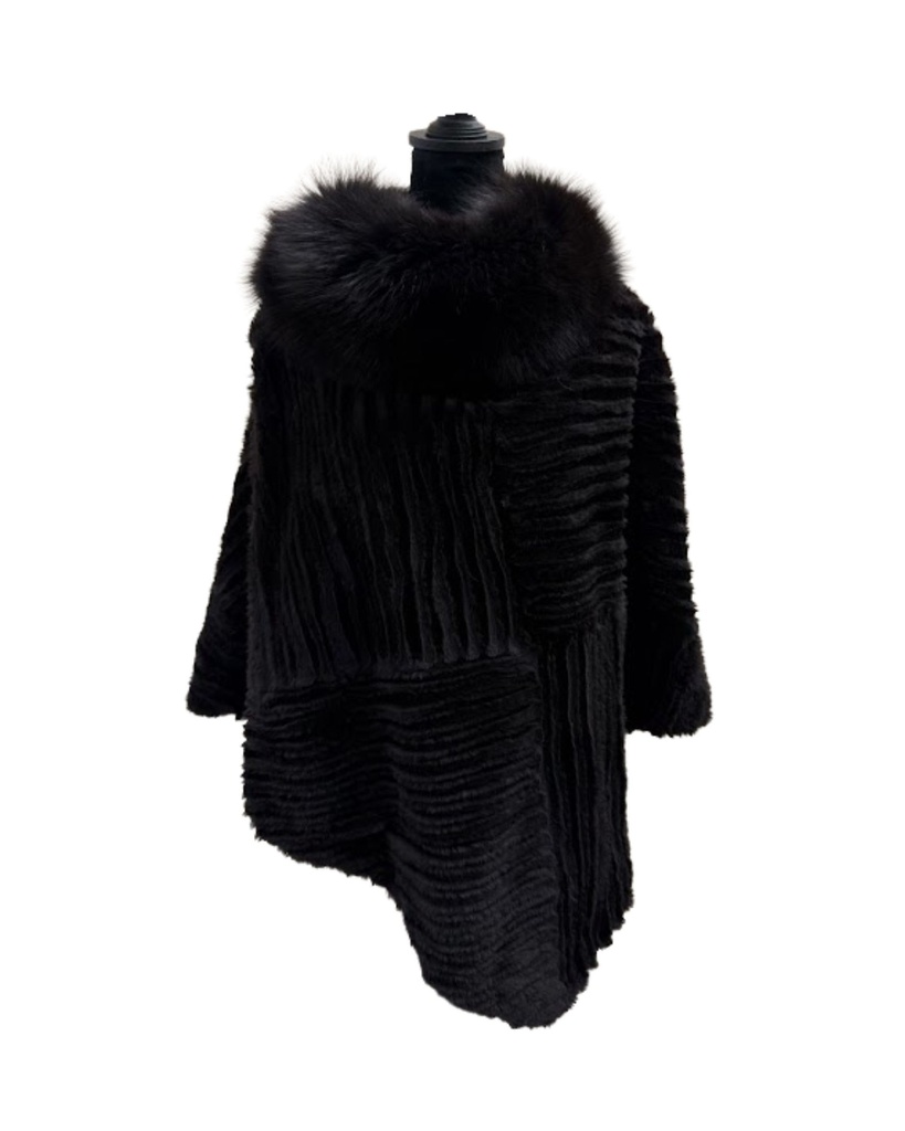 Rabbit poncho with Fox Trim