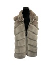 Grey Rex Chinchilla Vest with Chevron Pattern & Zipper Closure