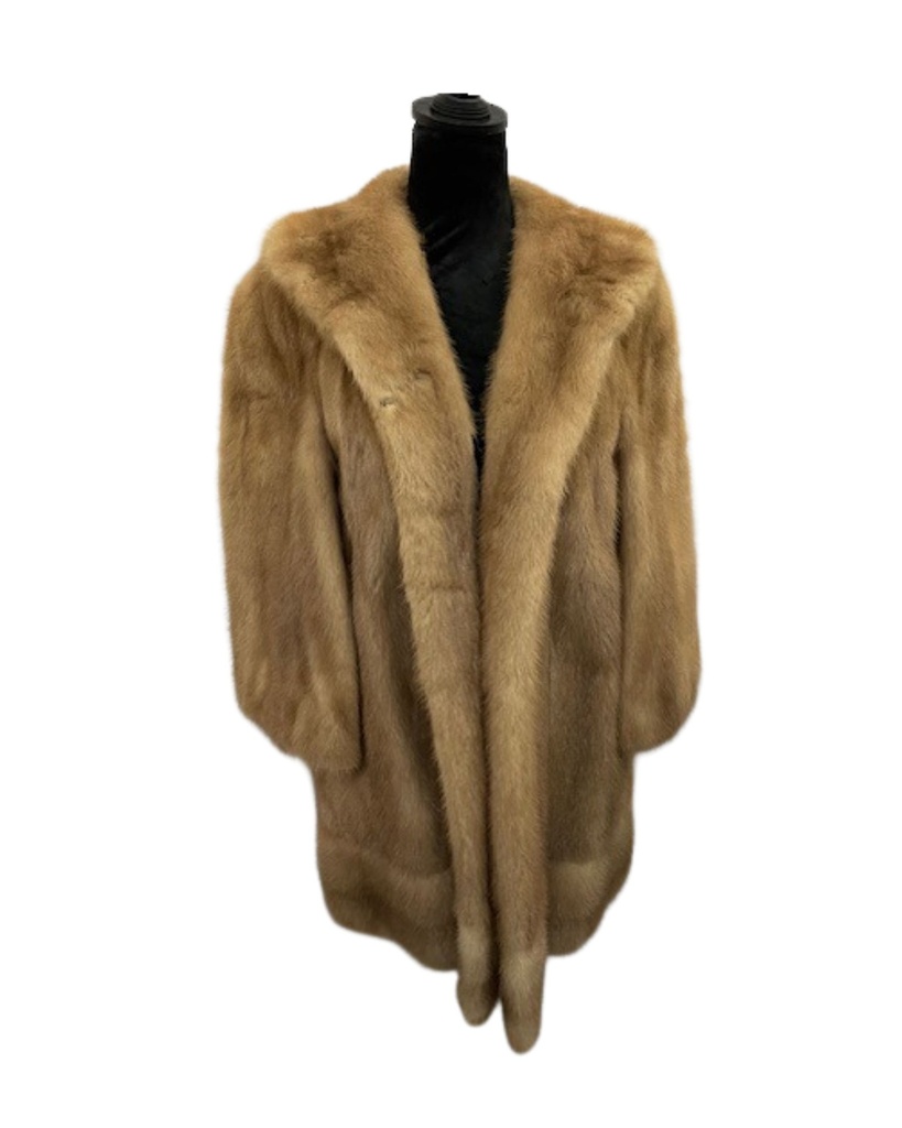 Pastel Mink Stroller with Shawl Collar & Straight Open Sleeves