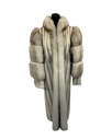 Grey Cross Mink Coat with Blue Fox Tuxedo & Sleeves
