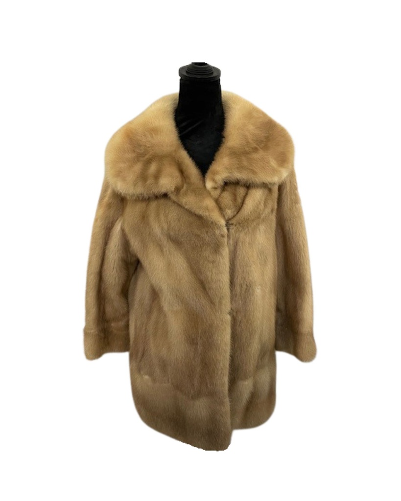 Pastel Mink Stroller with Wing Tip Collar & Banded Sleeves 