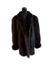Dark Mahogany Mink Jacket with Shawl Collar & Turned-Up Cuff Sleeves