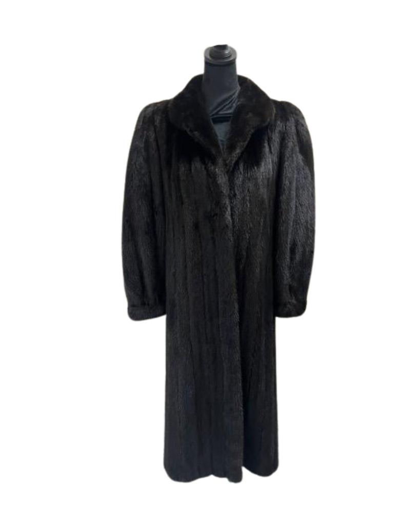 Full Length Barak Mink Coat with Wing Tip Collar and Princess Band Sleeves