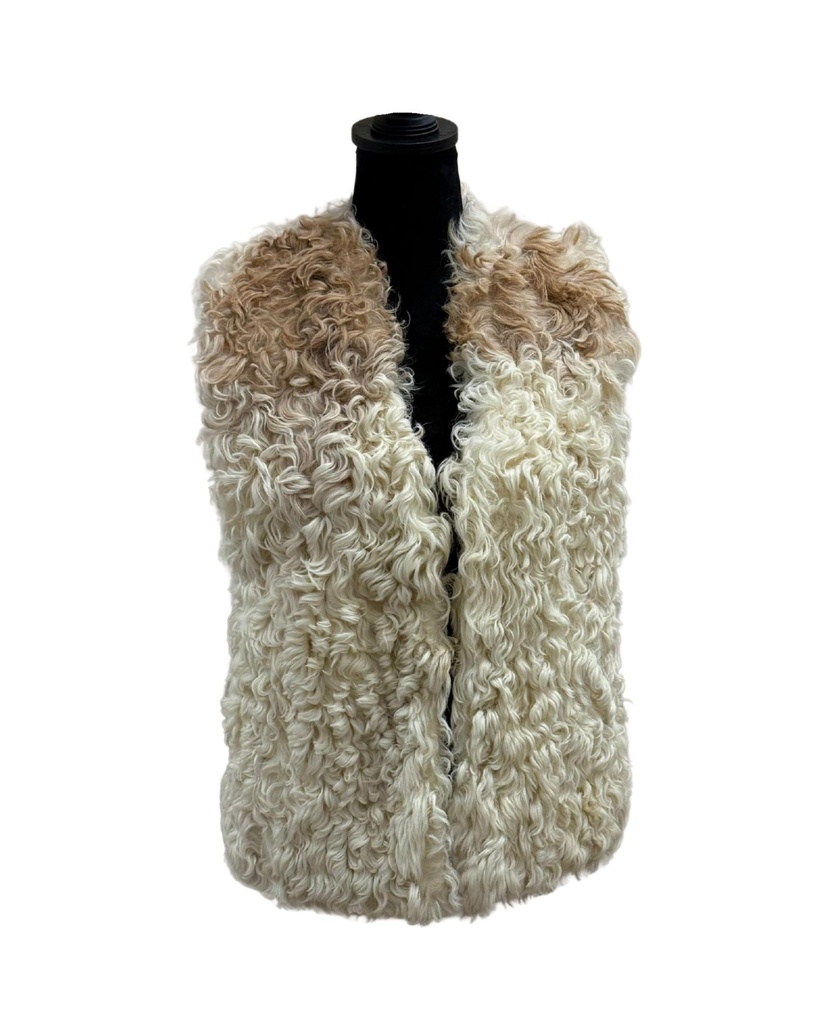 Curly Lamb Vest with Leather Sides