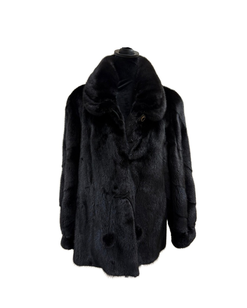 Black Mink Jacket with Wing Tip Collar & Princess Band Sleeves