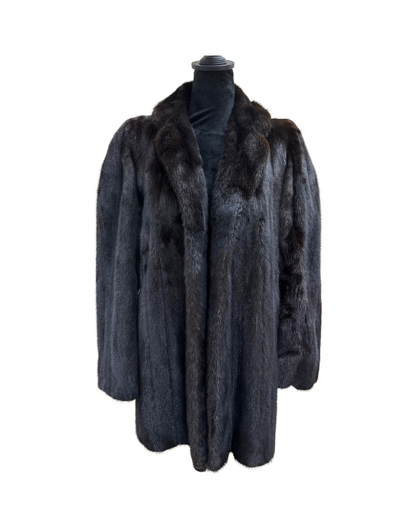 Mahogany Mink Jacket with Shock Collar & Open Sleeves
