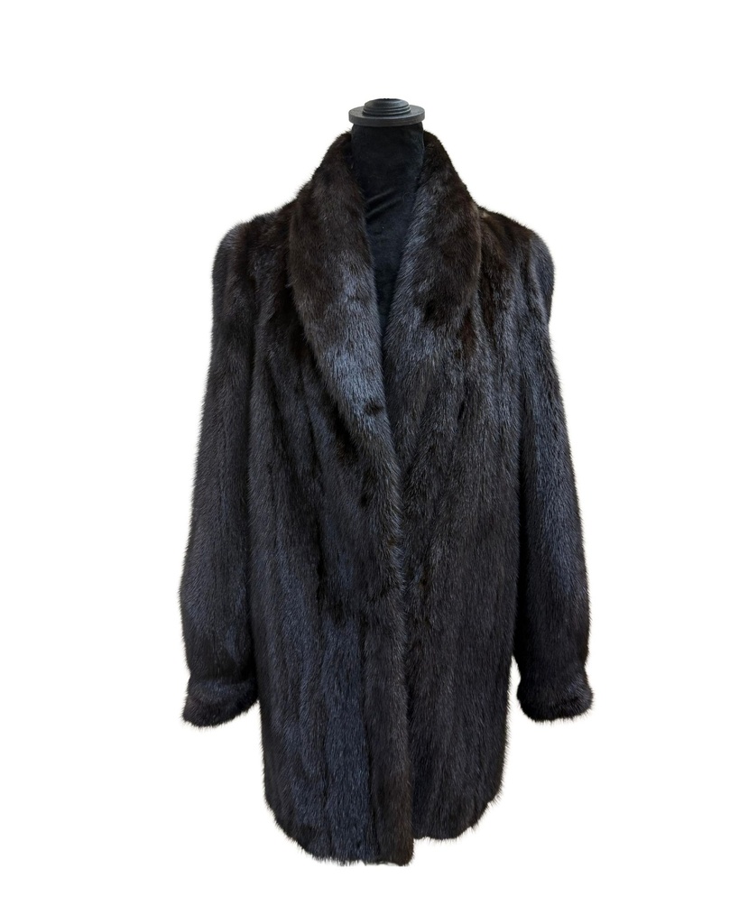 Mahogany Mink Jacket with Shock Collar & Open Sleeves 