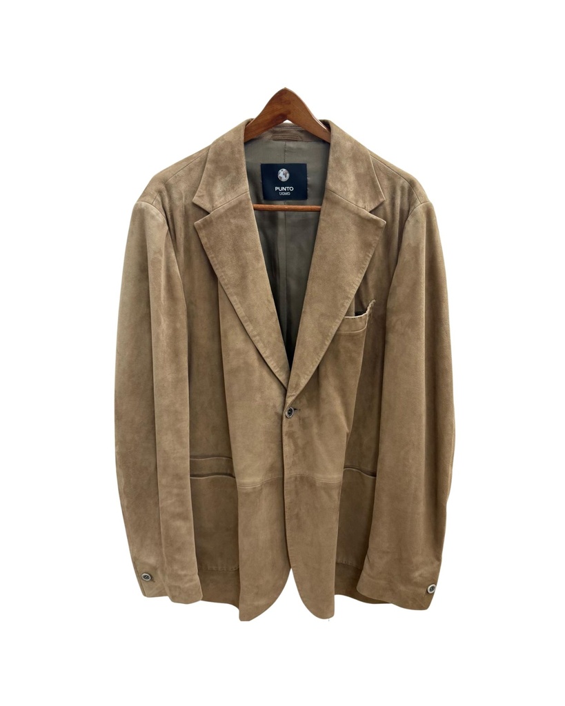 Men’s Suede Car Coat with Double Pockets on right