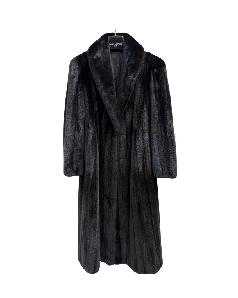 Natural Llama Female Mink Coat (Reversible Rainwear) with Shawl Collar & Open Sleeves