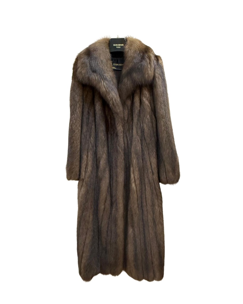 Russian Sable Coat with Notched Collar & Straight Sleeves
