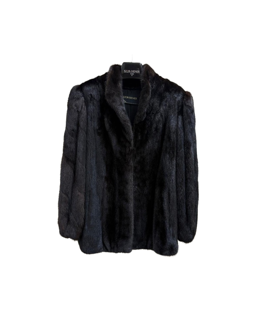 Natural Ranch Mink Jacket with Diagonal Sleeves & Elastic Trim 