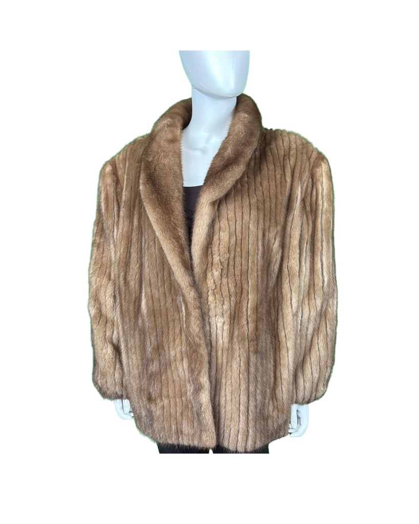 Pastel Mink Corduroy Jacket with Shawl Collar & Soft Elastic Sleeves