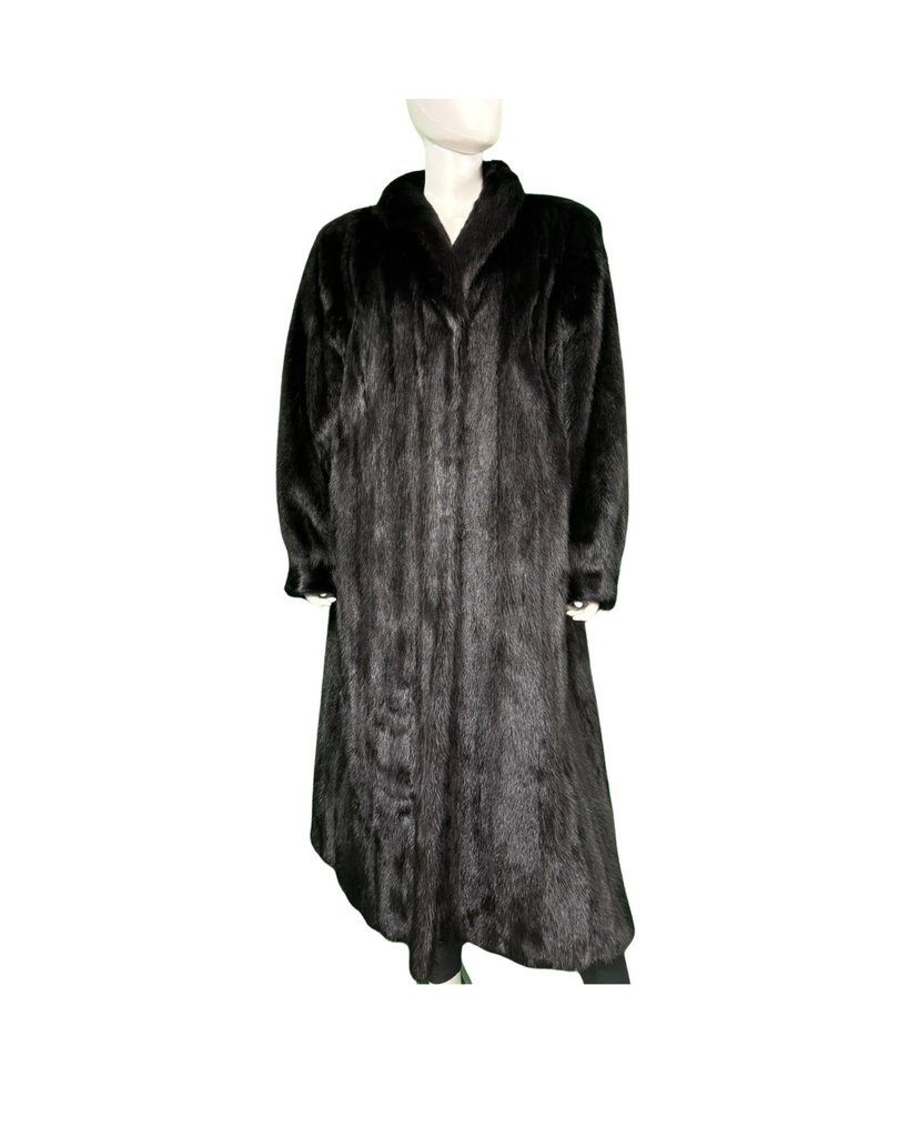Black Mink Coat with Wing Tip Collar & Princess Band Sleeves
