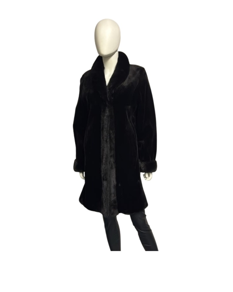 Reversible to Rain Wear Long-Hair Mink Tuxedo Coat