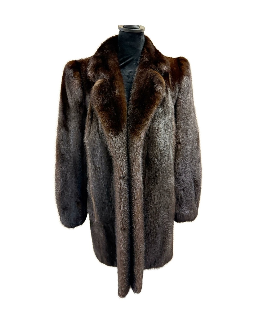 Mahogany Mink Stroller with Notch Collar and Elastic Sleeves