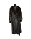 Black Diamond Mink Full-Length Coat with Shawl Collar and Princess Sleeves 