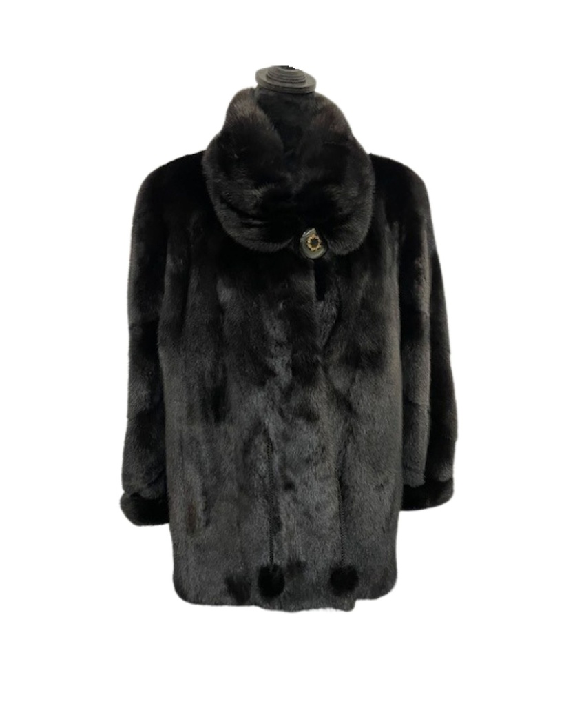 Ranch Mink Jacket with Mushroom Collar and Turned-Up Cuffs