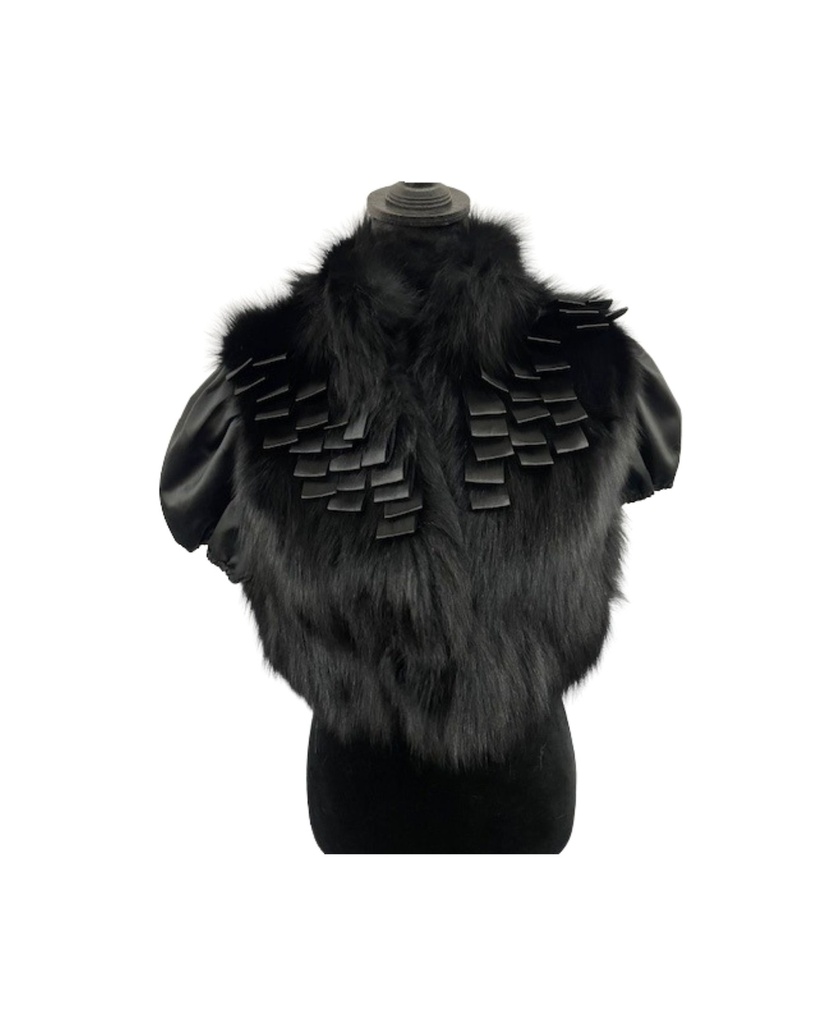 Black Fox Vest With Silk Trimming