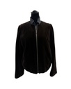 Sheared Mink Jacket with Leather Standup Collar Zipper Front Open Sleeves