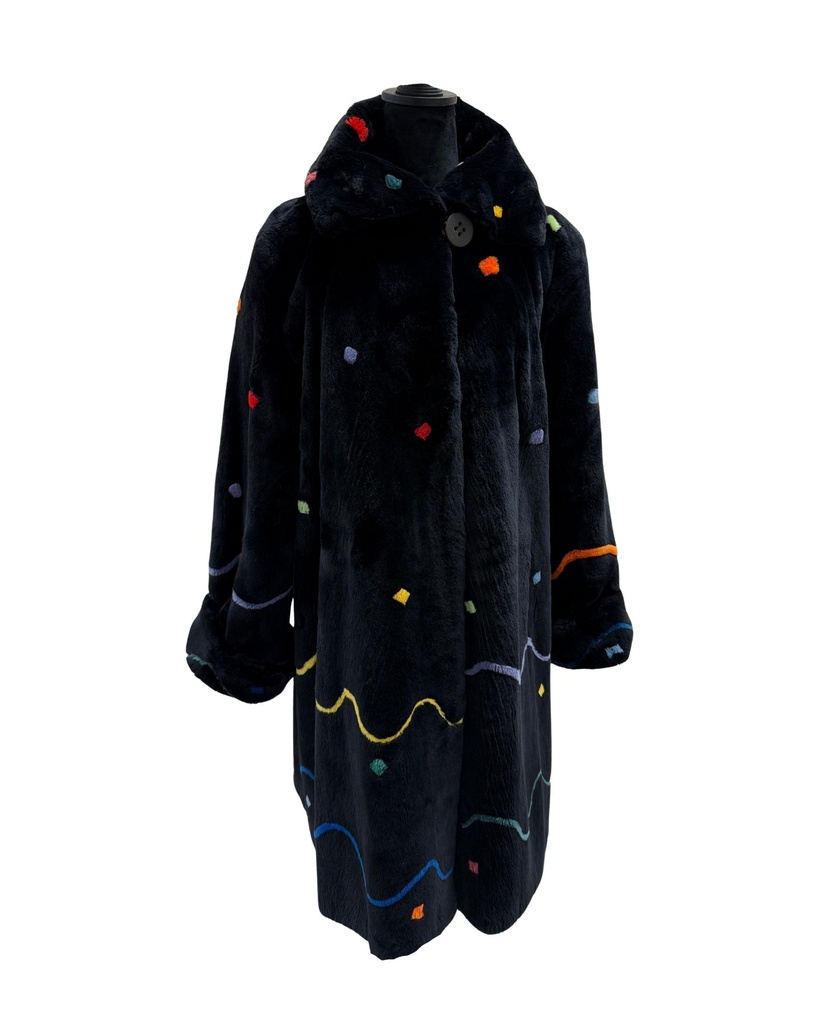 Sheared Beaver Stroller with Multicolor Inserts 