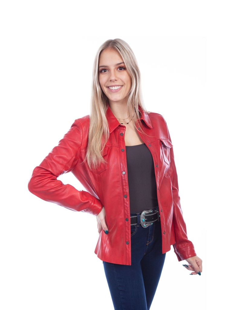 Ladies Leather Shirt Style Jacket (Red) Koslow's North Dallas Furs