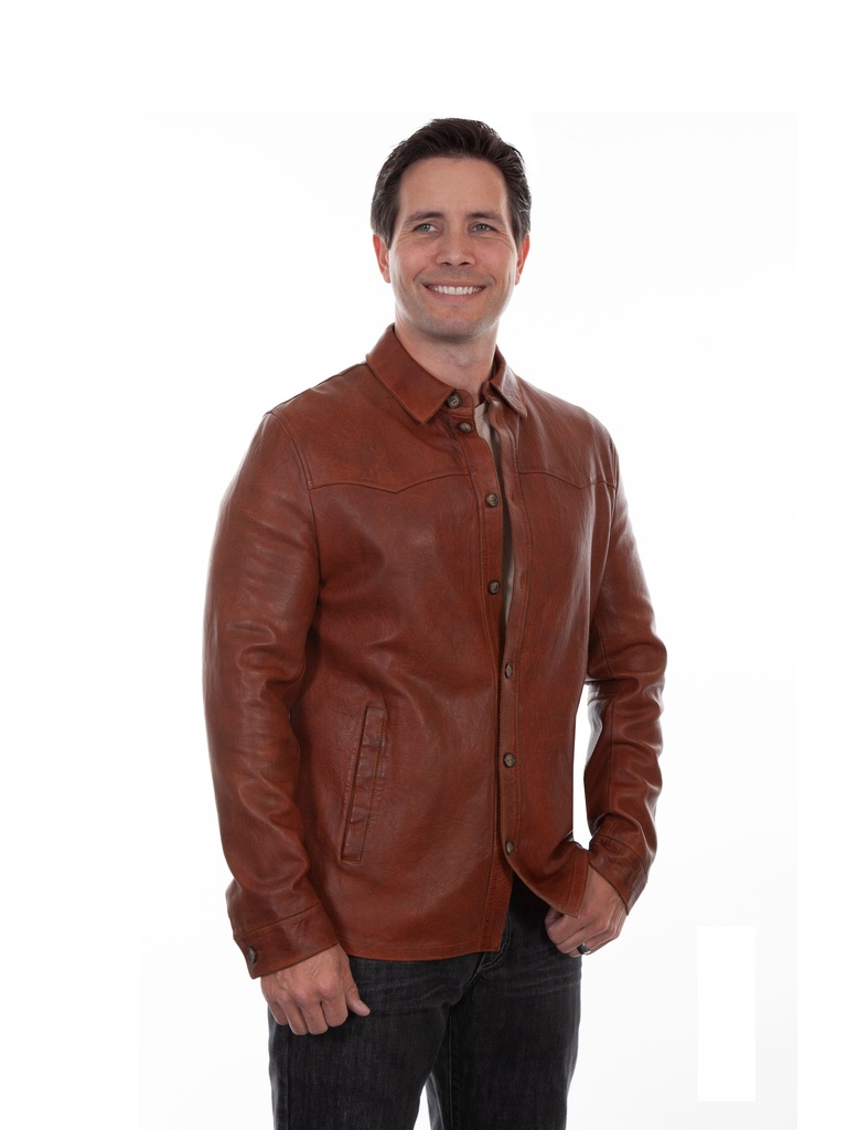 cognac dress shirt Satin Solid Stretch Button Up Shirt In Cognac, L