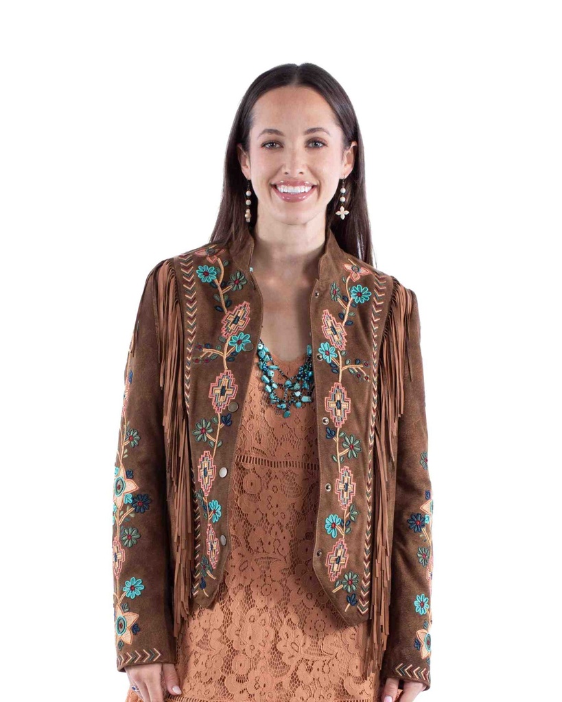 Ladies Unique Snap Front Closure Jacket (Brown) | Koslow's North Dallas ...