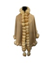 Tan Cashmere Wrap w/ Fox Trim Super Soft