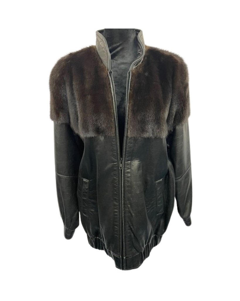 Jen Nappa Lamb Leather Jacket w/ Mink Trim