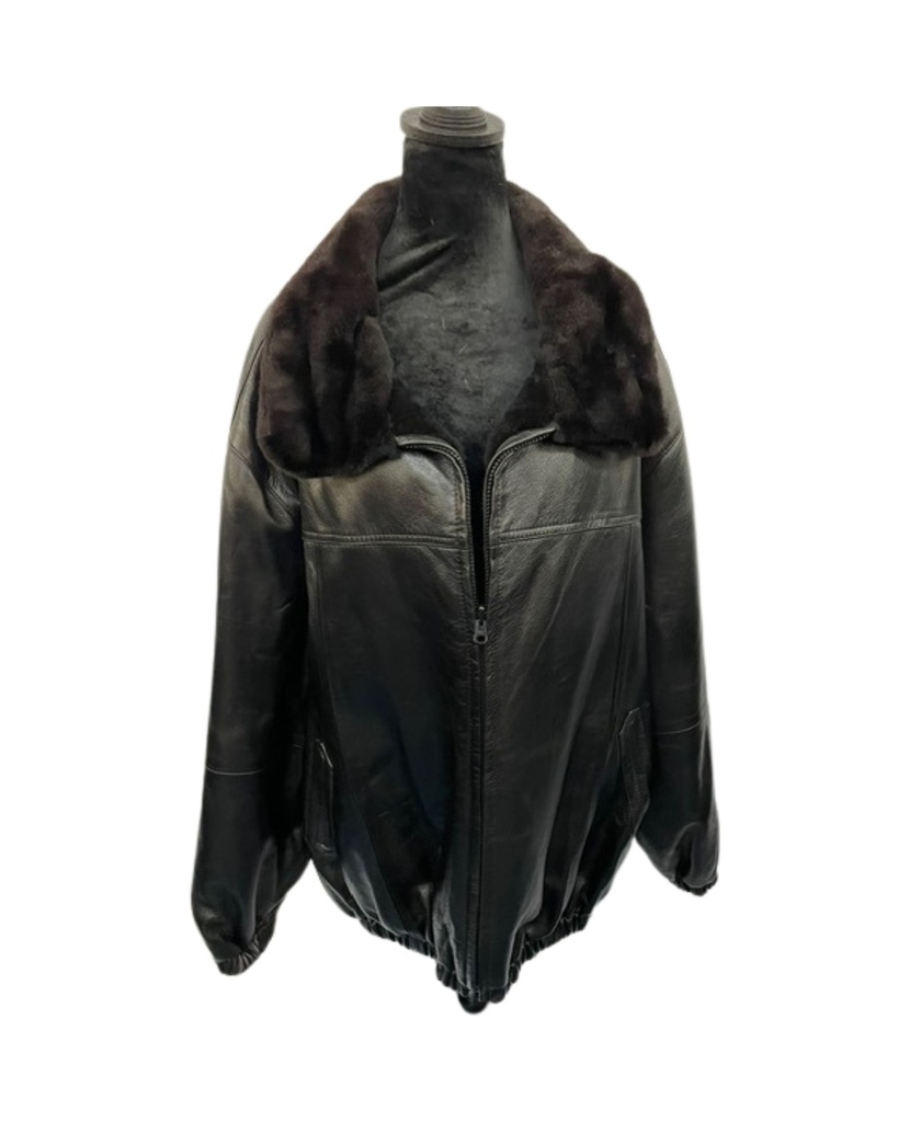 Men’s Plucked Mink Bomber Jacket – Reversible to Italian Leather
